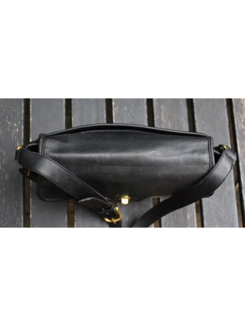 Coach Vintage - Lenox Crossbody Bag 9918, Black + Brass Turnlock, USA 1980s